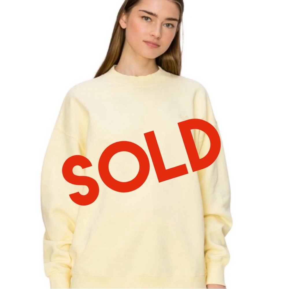 Cali1850 Premium Cloud Fleece Crewneck Sweatshirt,  Yellow, Sz Small, MSRP $50